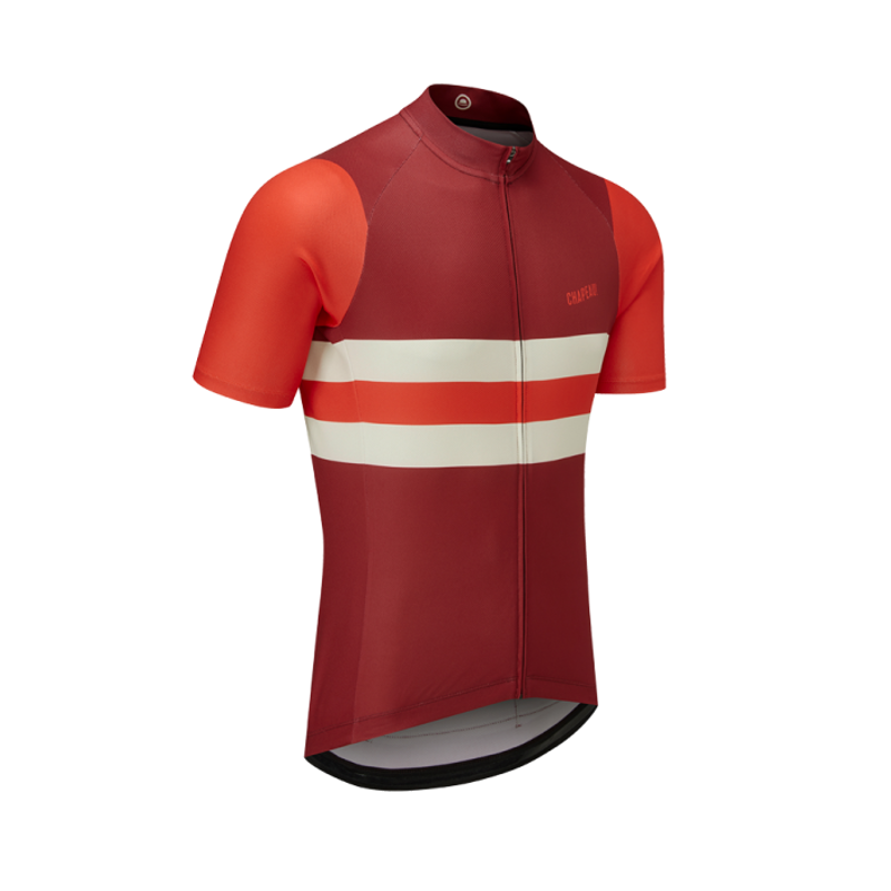 Chapeau Tempo Stripe Short Sleeve Jersey Devon Red/Chilli Red-1